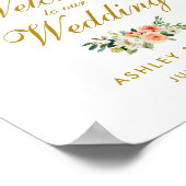 Begrüßung der Hochzeit von Korallen in Aquarellfar Poster (Ecke)