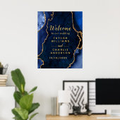 Begrüßung der Hochzeit von Marine und Gold Agate Poster (Heimbüro)