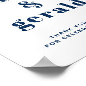 Begrüßung der Hochzeit von Navy Blue Bold Retro Ty Poster (Ecke)