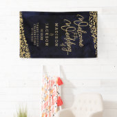 Begrüßung der Hochzeit von Navy Blue Watercolor Go Banner (Insitu)