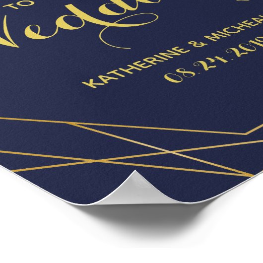 Begrüßung der Hochzeit von Navy Burgundy Poster (Ecke)