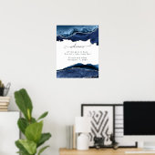 Begrüßung der Hochzeit von Navy und Silver Agate Poster (Heimbüro)