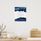 Begrüßung der Hochzeit von Navy und Silver Agate Poster (Küche)