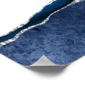 Begrüßung der Hochzeit von Navy und Silver Agate Poster (Ecke)