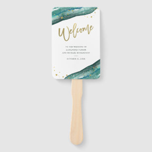 Begrüßung der Hochzeit von Wasserfarbe Aquamarin u Fächer