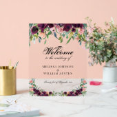 Begrüßung der Hochzeit von Watercolor Burgund Acrylschild (Hochzeit)