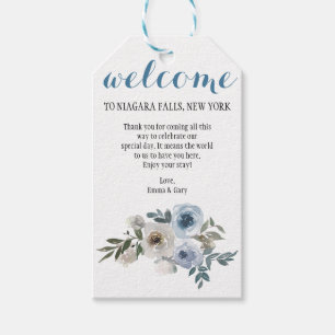 Begrüßung der Hochzeit von Watercolor Dusty Blue F Geschenkanhänger