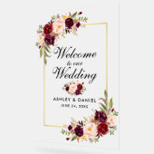 Begrüßung der Hochzeit von Watercolor Floral Gold Acrylschild (Winkel)