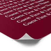 Begrüßung der Hochzeitsfeier in Burgund Poster (Ecke)