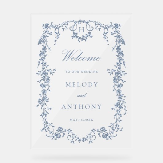 Begrüßung der Hochzeitsfeier in Französisch Acrylschild (Vorderseite)