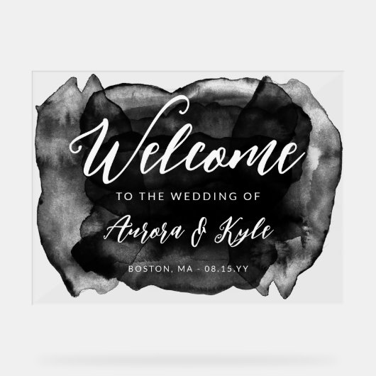 Begrüßung der lichtdurchfluteten Schwarzen Wasserf Acrylschild (Vorderseite)