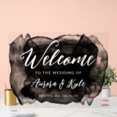 Begrüßung der lichtdurchfluteten Schwarzen Wasserf Acrylschild (Hochzeit)
