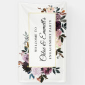 Begrüßung der lila Pink Rosa Floral Engagement Par Banner (Vertikal)