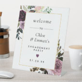 Begrüßung der lila rosa floralen Engagement Sockelschild (In Situ)