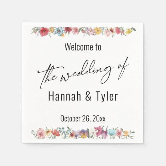 Begrüßung der mehrfarbigen Wildblume Serviette (Vorderseite)