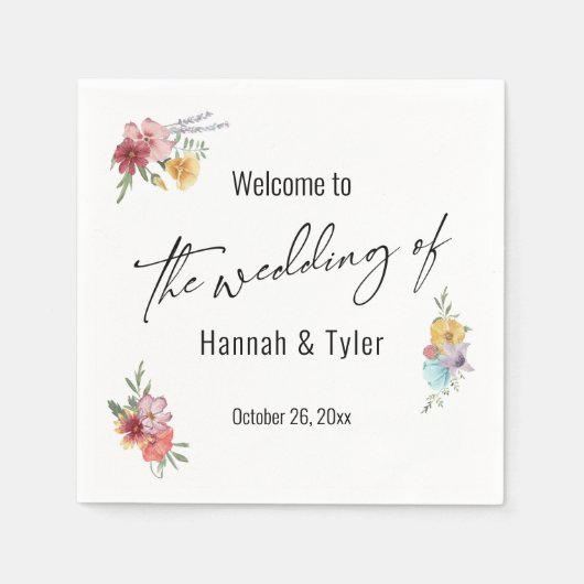 Begrüßung der mehrfarbigen Wildblume Serviette (Vorderseite)