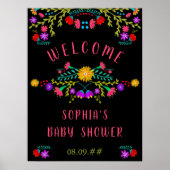 Begrüßung der mexikanischen Fiesta Floral Baby Dus Poster (Vorne)