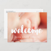 Begrüßung der modernen Geburtsankündigung Postkarte (Vorne/Hinten)