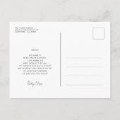 Begrüßung der modernen Geburtsankündigung Postkarte (Rückseite)