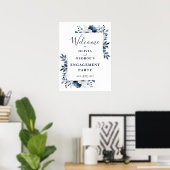 Begrüßung der Navy Blue Floral Poster (Heimbüro)