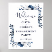 Begrüßung der Navy Blue Floral Poster (Vorne)