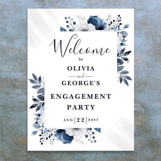 Begrüßung der Navy Blue Floral Poster