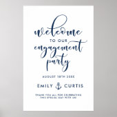 Begrüßung der Navy Blue Nautic Script Poster (Vorne)