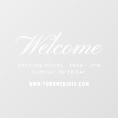 Begrüßung der Öffnungszeiten für Skripte Fensteraufkleber (Blatt)