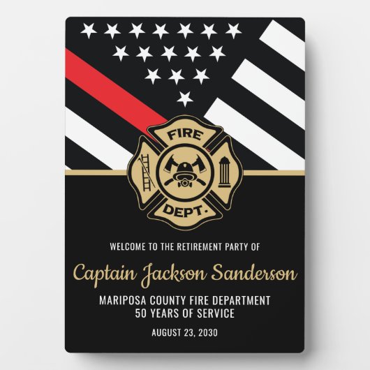 Begrüßung der Red Line-Flagge für Feuerwehrleute Fotoplatte (Vorderseite)