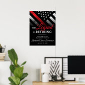 Begrüßung der Red Line-Flagge für Feuerwehrleute Poster (Heimbüro)