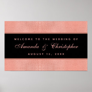 Begrüßung der Rose Gold Black Pink Script Poster