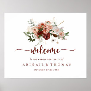 Begrüßung der Rustikal Floral Engagement Party Poster