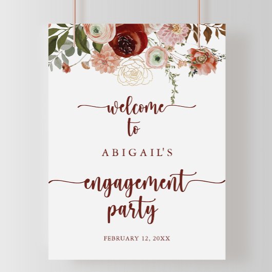 Begrüßung der Rustikal Floral Engagement Party Poster