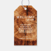 Begrüßung der Rustikalen Holzbaum-Slice Monogram Geschenkanhänger (Vorderseite)