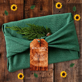 Begrüßung der Rustikalen Holzbaum-Slice Monogram Geschenkanhänger