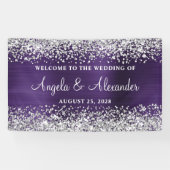 Begrüßung der Silberne Glitzer Dunkle Violette Banner (Horizontal)