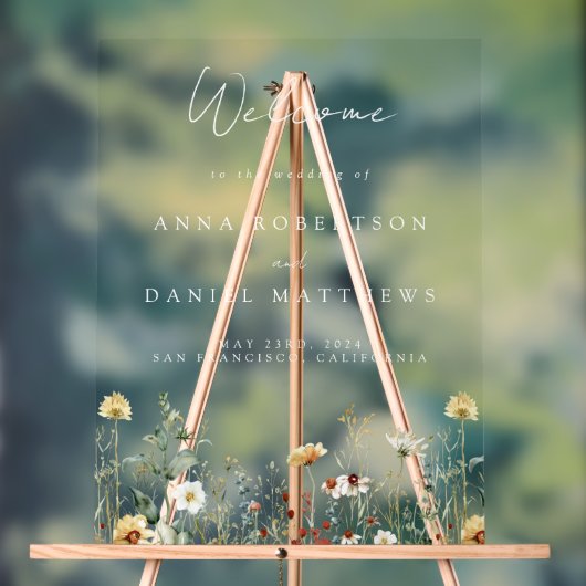 Begrüßung der Sommerhochzeit in der Wildblume Acrylschild (Neutral)