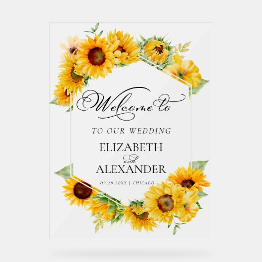 Begrüßung der Sonnenblumengeometrie Acrylschild (Vorderseite)