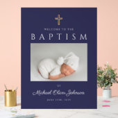 Begrüßung der Taufe des Navy Blue Cross Foto Acrylschild (Hochzeit)