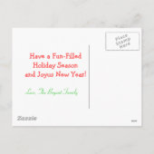 Begrüßung der Urlaubspostkarte Feiertagspostkarte (Rückseite)