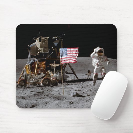 Begrüßung der US-Flagge auf dem Mond Mousepad (Mit Mouse)