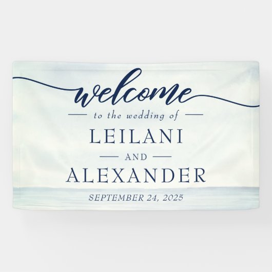 Begrüßung der Wasserfarbenhochzeit im Nautischen M Banner (Horizontal)