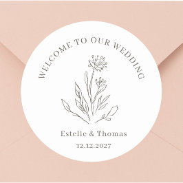 Begrüßung der zarten Blumenzehen Runder Aufkleber