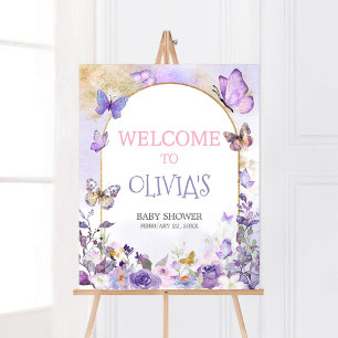 Begrüßung der zauberhaften Blumen-Schmetterlingsdu Poster