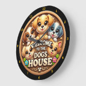 Begrüßung der Zuhause der niedlichen Welpenuhr Große Wanduhr (Winkel)