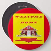 Begrüßung der Zuhause in den rot-gelben Farbtönen Button (Vorne & Hinten)