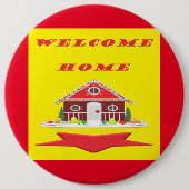 Begrüßung der Zuhause in den rot-gelben Farbtönen Button (Vorderseite)