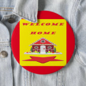 Begrüßung der Zuhause in den rot-gelben Farbtönen Button (Beispiel)