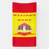 Begrüßung der Zuhause mit den rot-gelben Farbtönen Banner (Vertikal)