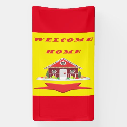 Begrüßung der Zuhause mit den rot-gelben Farbtönen Banner (Vertikal)